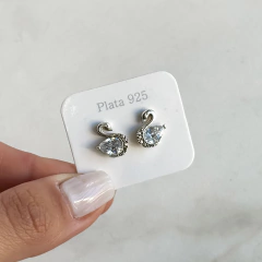 aros pasante cisne con cubics (Cod ar813)