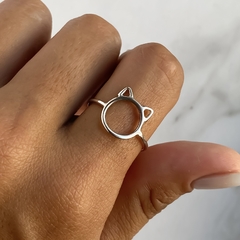 anillo centro gatito calado (cod an624)