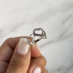 anillo centro corazones (Cod an611) - ANDREOLI JOYERIA 