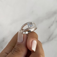 anillo centro cubic carre (cod an600) - ANDREOLI JOYERIA 
