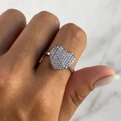 anillo centro corazon con cubics (Cod an598)