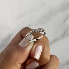 anillo doble con cubics (Cod an594) - comprar online