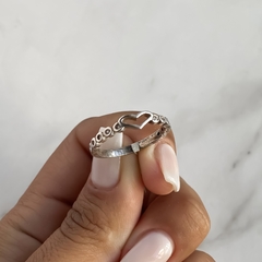 anillo centro corazon con cubics (Cod an591) - comprar online