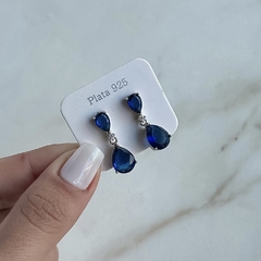 aros con colgante cubic gota azul (Cod Ar760)