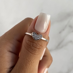 anillo centro corazon con cubics (Cod an586) - comprar online