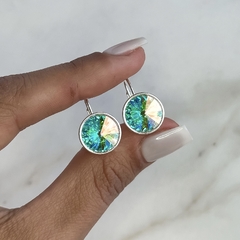 aros brisura cristal aurora boreal 12mm (cod Ar761)