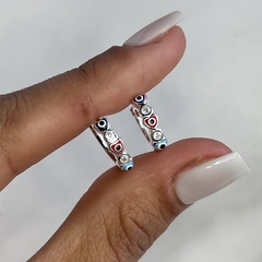 argollas con ojos multicolor y cubics (Cod Ar762)