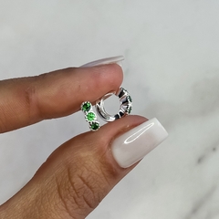 argollas con cubics verdes diam 1cm (cod Ar765) - comprar online