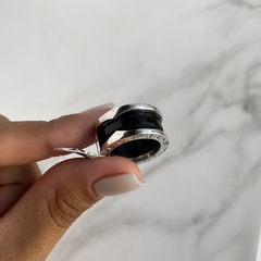 anillo tipo bulgari centro negro (Cod an579) - comprar online