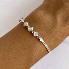 pulsera centro rombos con cubics (cod p180) - comprar online
