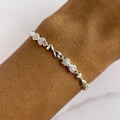 pulsera de eslabon moño con cubics (cod p179)