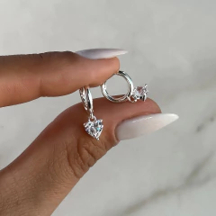 Argollas con dije corazón cubic (Cod ar983) - ANDREOLI JOYERIA 