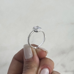 Anillo medio sin fin centro cuadrado (cod An699) - ANDREOLI JOYERIA 