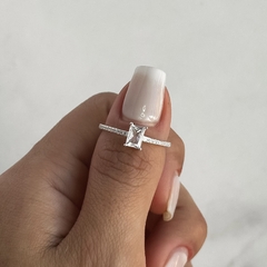 Anillo medio sin fin centro cubic rectángulo (Cod An696) - comprar online