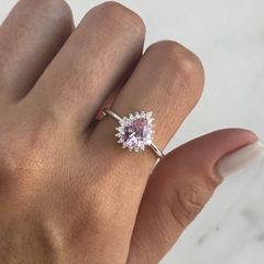 Anillo con cubic gota rosa (Cod ar707)