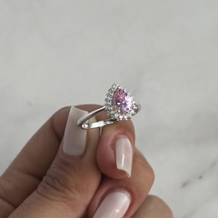 Imagen de Anillo con cubic gota rosa (Cod ar707)
