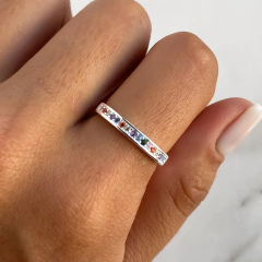 anillo medio sin fin con cubics multicolor (Cod an638)