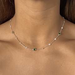 cadena con cubics blancos y verdes (cod c392)