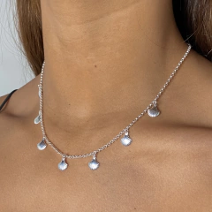 conjunto dije caracol de acero blanco (cod c386) - ANDREOLI JOYERIA 
