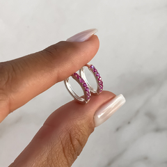 argollas con cubics rosas diam 1.3 cm (Cod ar720) - comprar online