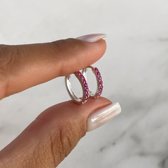 argollas con cubics rosas diam 1.3 cm (Cod ar720) en internet