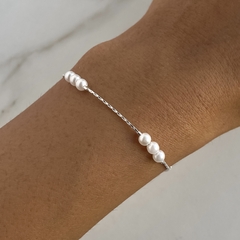 pulsera con perlas de acero blanco (cod p193)