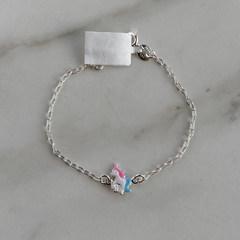 pulsera de niña centro unicornio de acero blanco (cod p191)