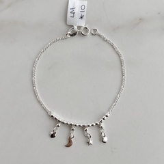 pulsera con dijes de acero blanco (cod p195) - comprar online