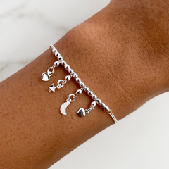 pulsera con dijes de acero blanco (cod p195)