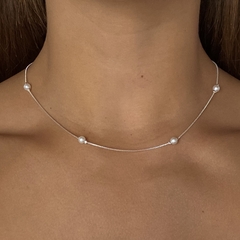 conjunto de acero Blanco con perlas sinteticas (cod c397)