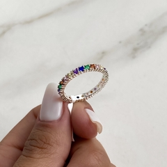 anillo sin fin cubics multicolor (cod an498) - ANDREOLI JOYERIA 