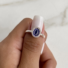 anillo con cubics azules y blancos (cod an501) - comprar online