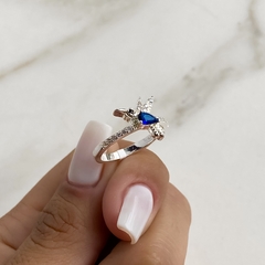 anillo colibri con cubic azul (cod an502) - comprar online