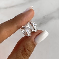 argollas con estrellas de acero blanco (cod ar711)
