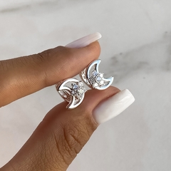 argollas con forma luna de acero blanco (cod ar710)