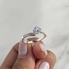 anillo centro cubic medio sin fin (Cod an645) - comprar online