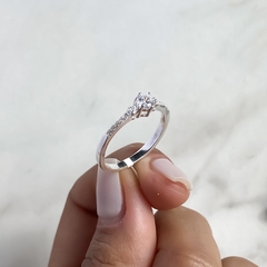 anillo medio sin fin centro cubic (cod an651) - ANDREOLI JOYERIA 