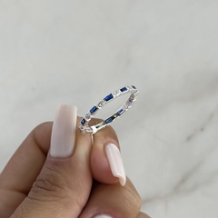 anillo sin fin diseño con cubics azules (Cod an816)