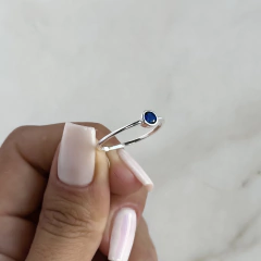 anillo solitario centro cubic azul (Cod an814)