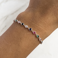 pulsera con cubics multicolor (cod p244) - comprar online