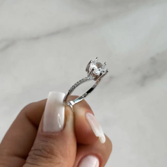 anillo medio sin fin centro cubic (cod an747) - ANDREOLI JOYERIA 