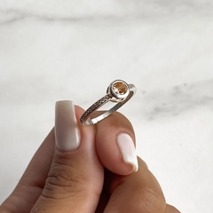 anillo medio sin fin centro cubic naranja (cod an531) en internet
