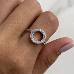 anillo circulo con cubics tipo pandora (cod an655)
