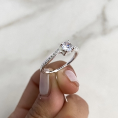 anillo medio sin fin con centro cubic (cod an663) - ANDREOLI JOYERIA 