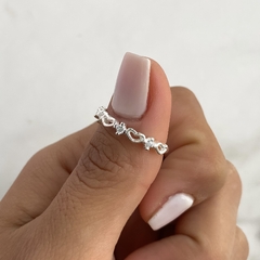 anillo medio sin fin con corazones y cubics (Cod an671) - ANDREOLI JOYERIA 