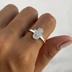 anillo mano de fatima con cubics (cod an541)