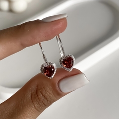 aros brisura cubic corazon rojo (cod ar667) - comprar online