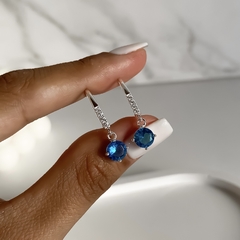 aros brisura con cubic colgante celeste (cod ar665)