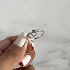 anillo con dije corazon con cubics (Cod an534) - ANDREOLI JOYERIA 