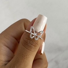 anillo regulable centro mariposa con cubics (cod an556) - comprar online